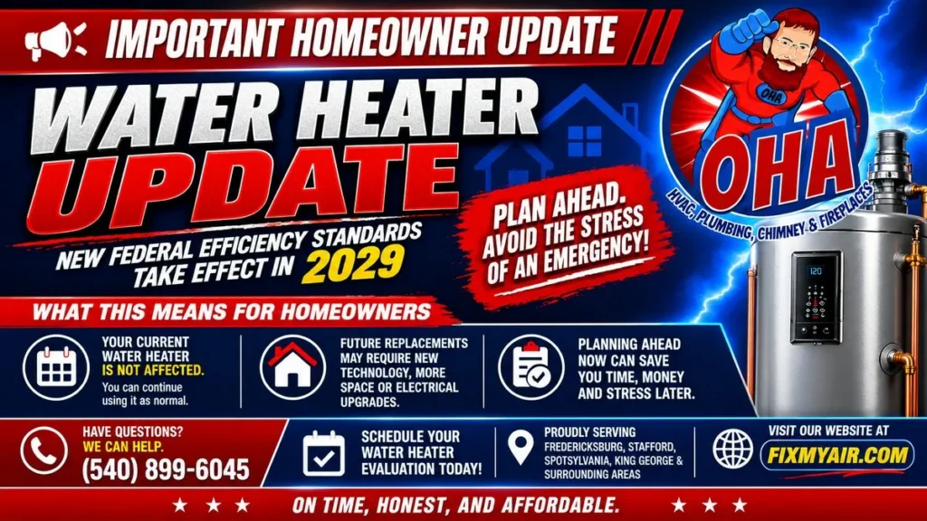 New 2029 Water Heater Rules: What Fredericksburg Homeowners Should Know