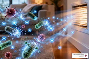 Active purifying ions neutralizing airborne viruses and bacteria at the molecular level
