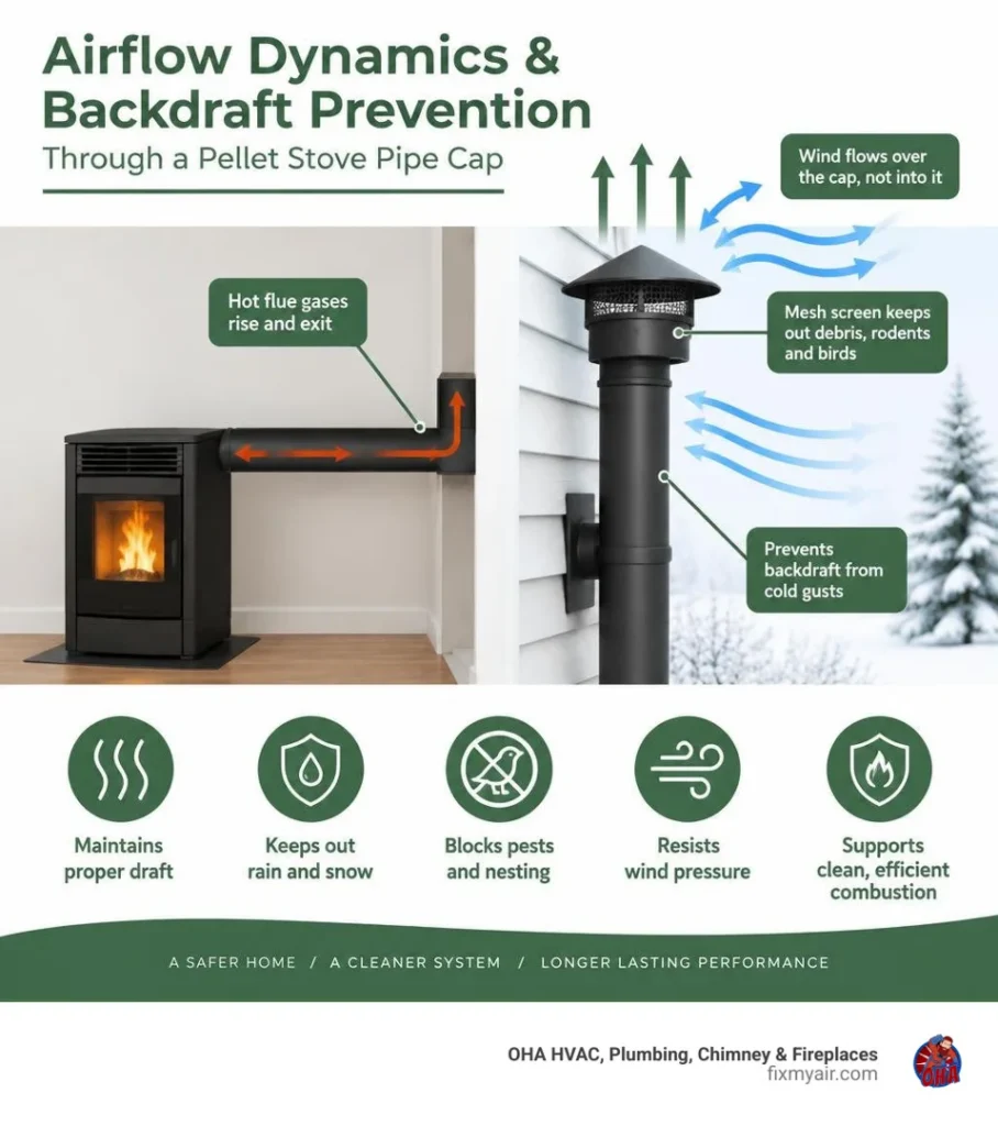 Pellet stove exhaust pipe termination on exterior wall